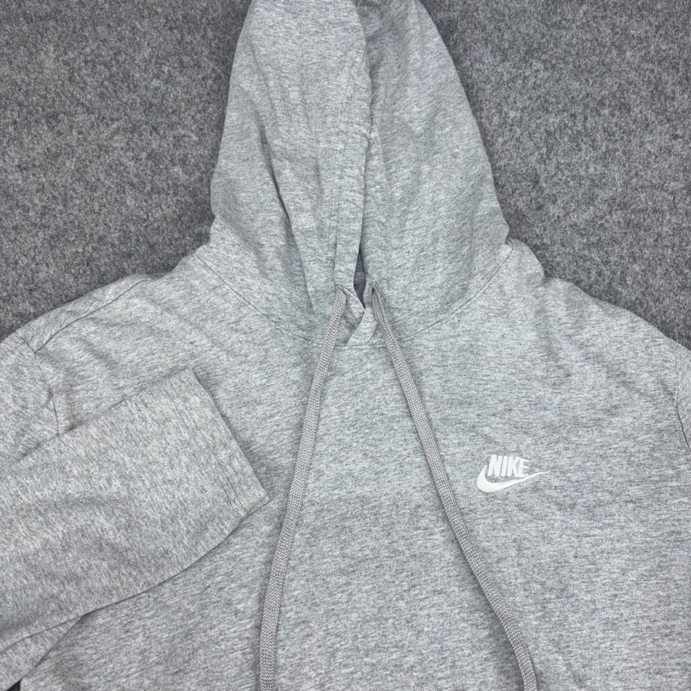 Nike Hoodie Mens Medium Gray Long Sleeve Pullover Athletic Logo Casual Essential